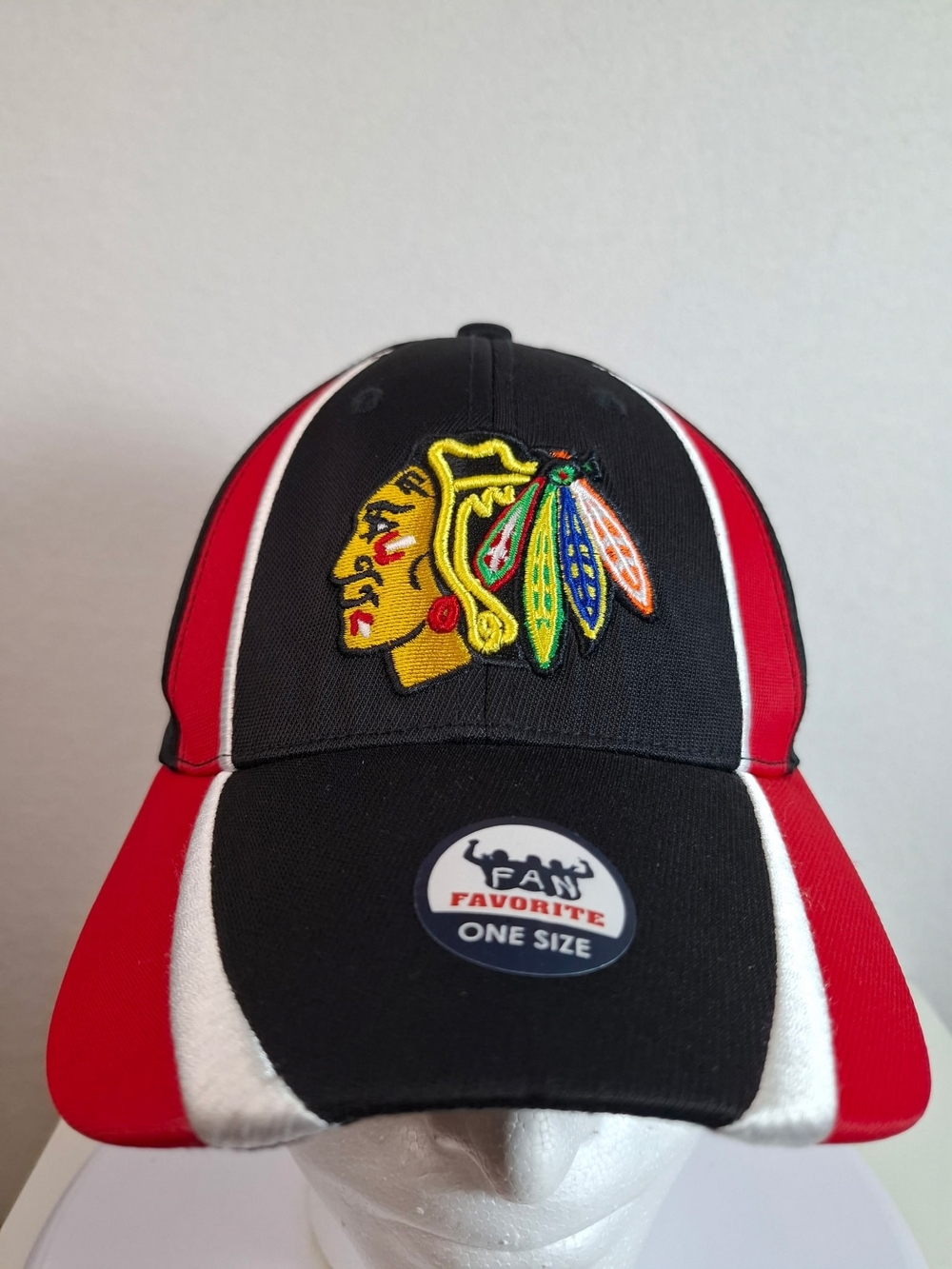 NHL Chicago Blackhawks Red Black White Panel Hat